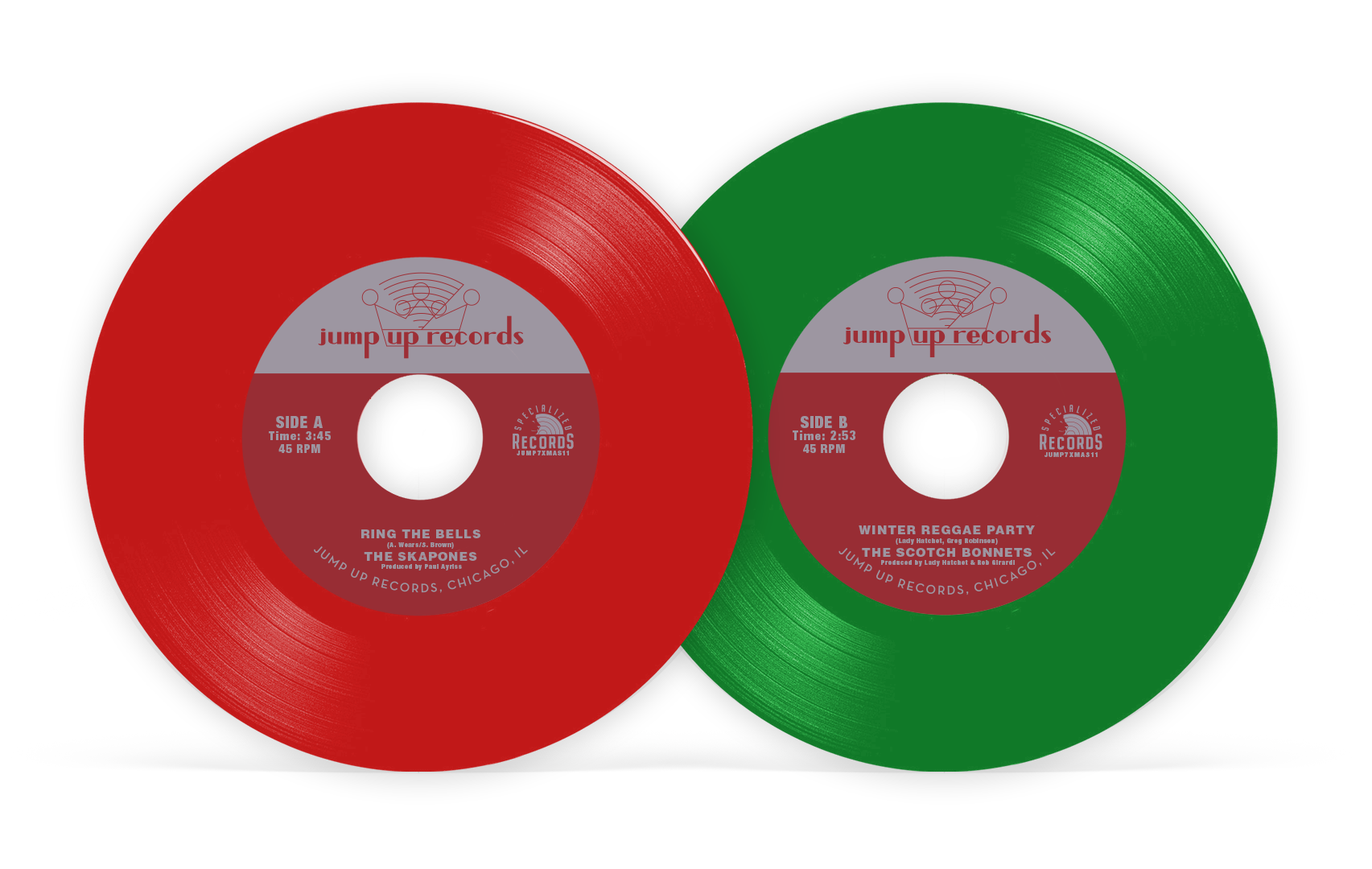 The Skapones - Ring The Bells / The Scotch Bonnets - Winter Reggae Party - 45 Mockup