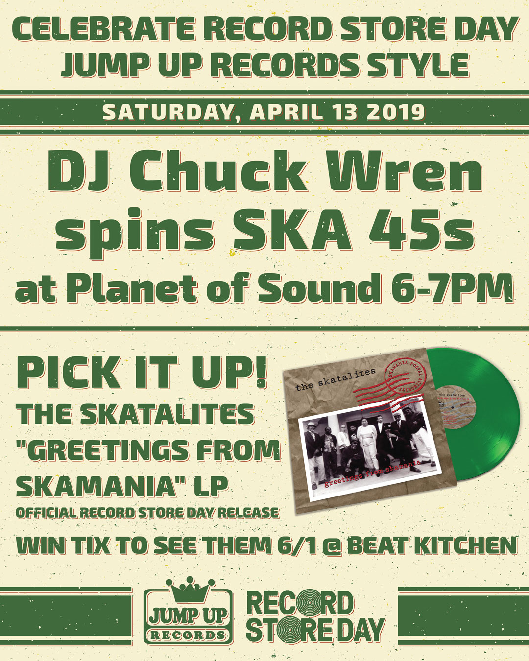 Jump Up Records Record Store Day at Planet of Sound 2019 Flyer