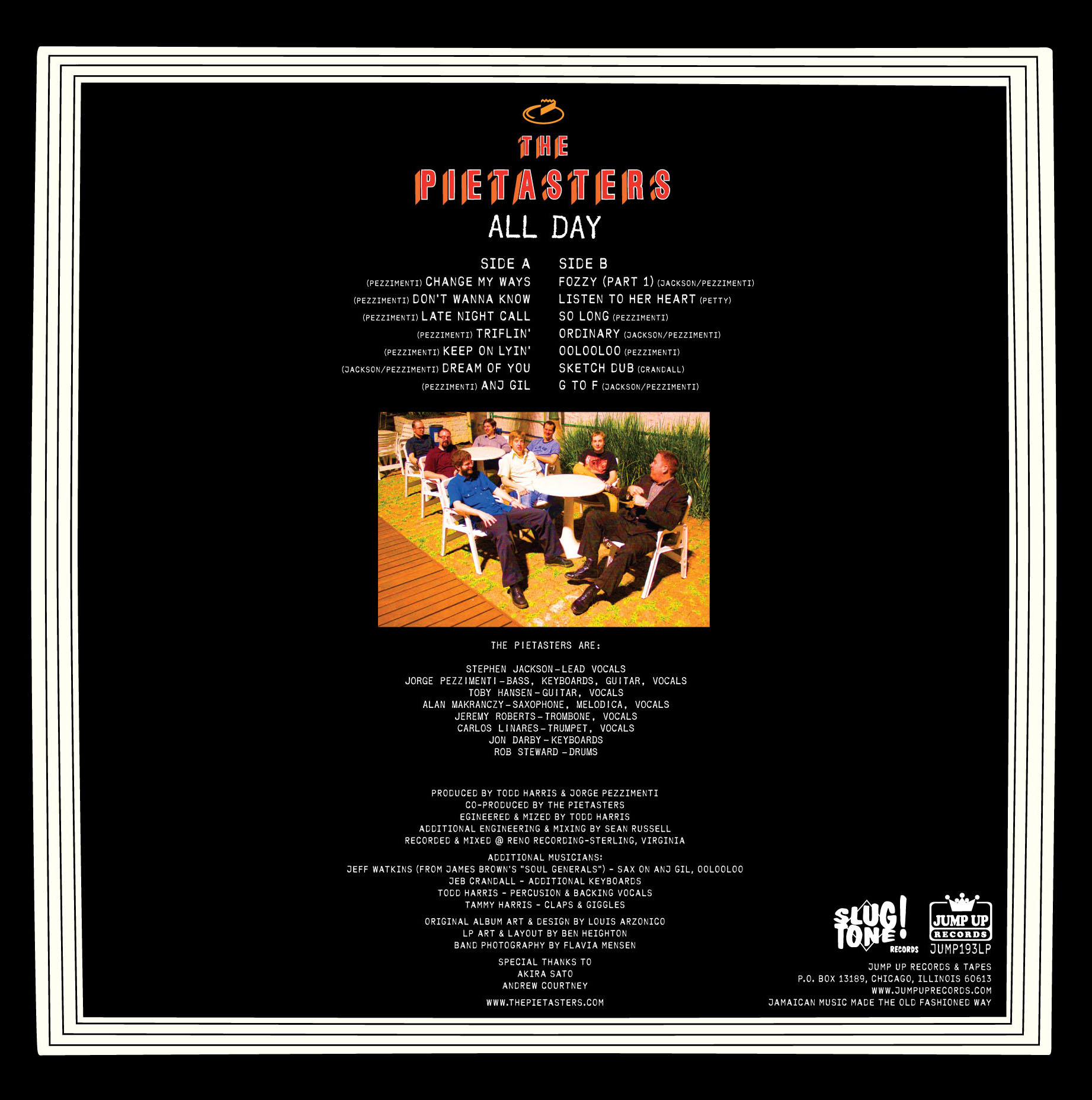 The Pietasters - All Day - LP Back Cover