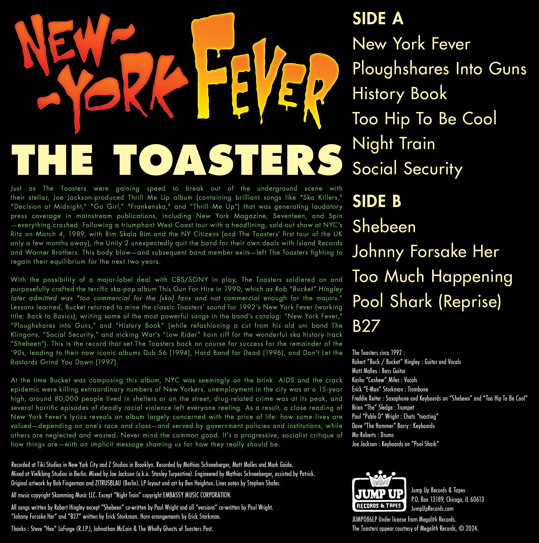 The Toasters - New York Fever - LP Front Cover